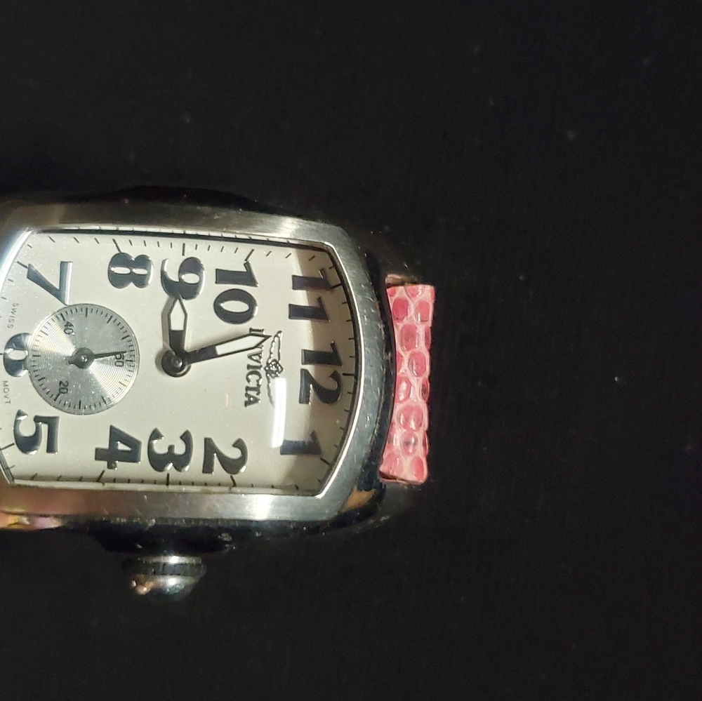 Pink leather invicta watch for women